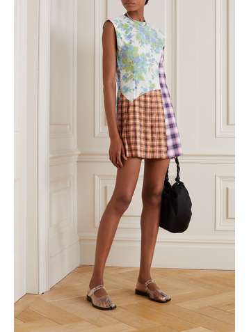 RAVE REVIEW + NET SUSTAIN Avril patchwork cotton mini dress