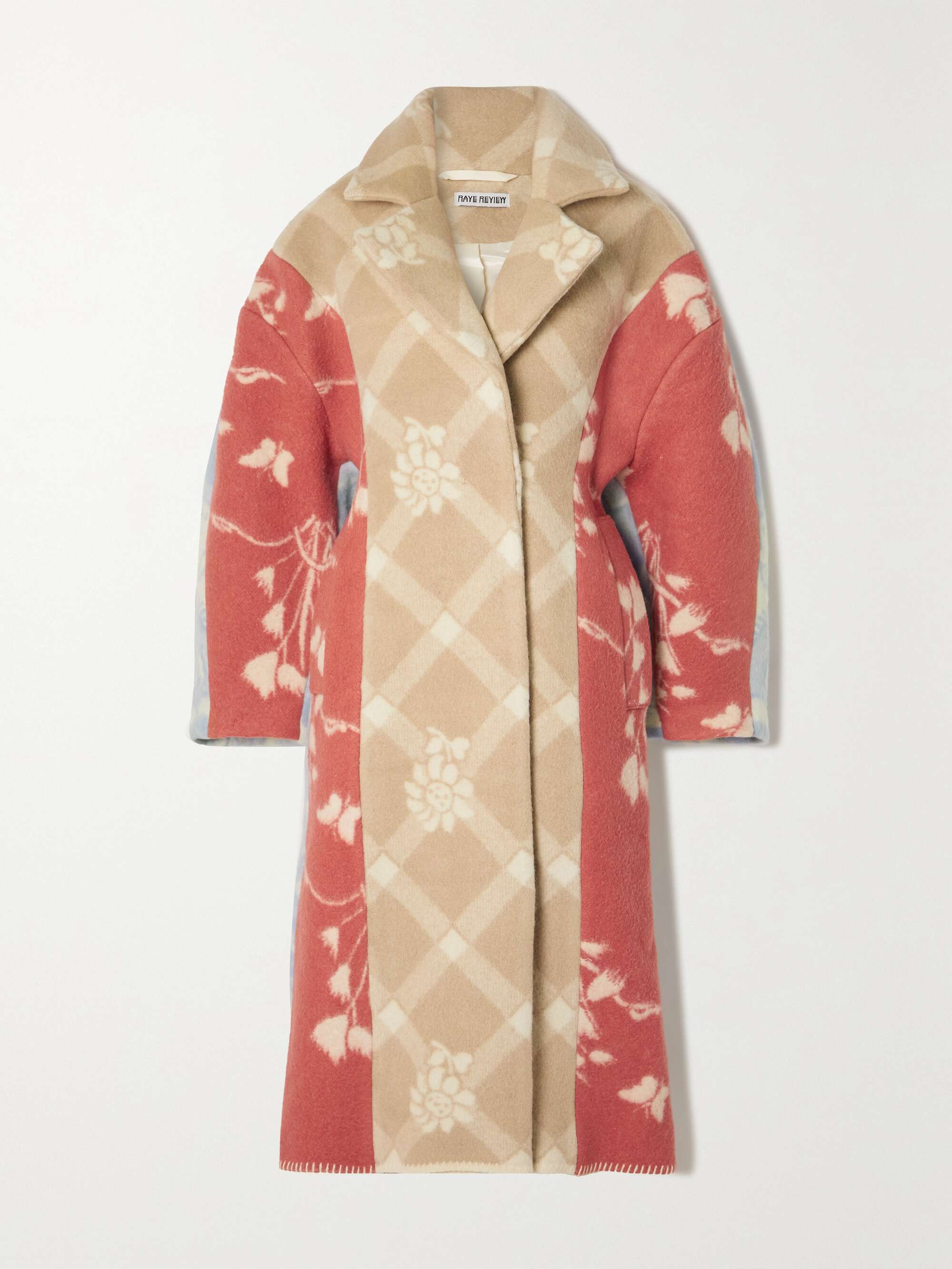 + NET SUSTAIN Sally patchwork printed wool coat