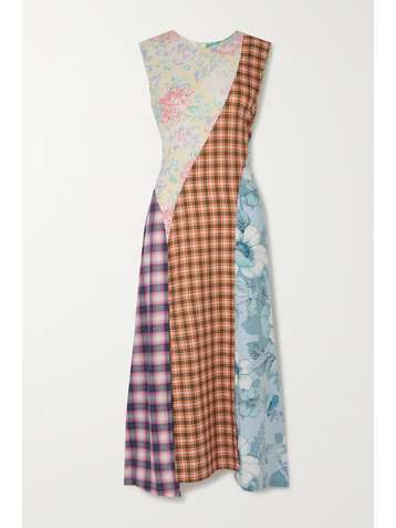 RAVE REVIEW + NET SUSTAIN Iggy asymmetric patchwork cotton midi dress