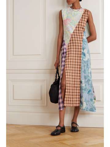 RAVE REVIEW + NET SUSTAIN Iggy asymmetric patchwork cotton midi dress