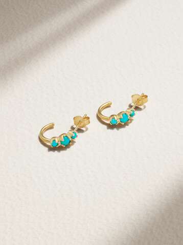 JENNIFER MEYER Boucles d'oreilles en or 18 carats (750/1000) et turquoises