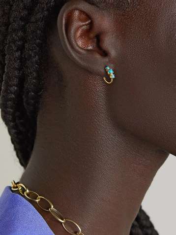 JENNIFER MEYER Boucles d'oreilles en or 18 carats (750/1000) et turquoises