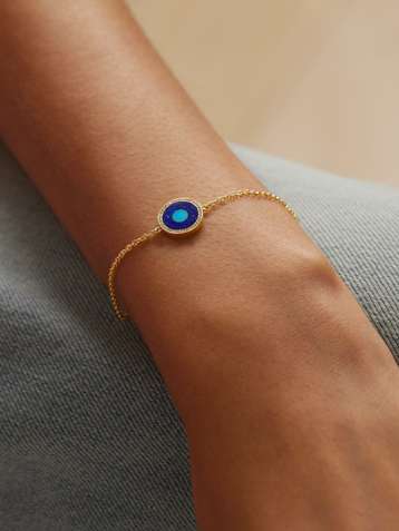 JENNIFER MEYER Mini Evil Eye 18-karat gold multi-stone bracelet