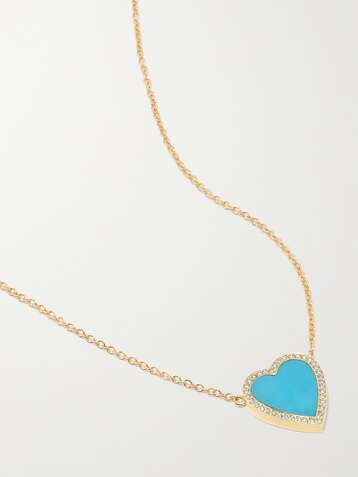 JENNIFER MEYER 18-karat gold, turquoise and diamond necklace