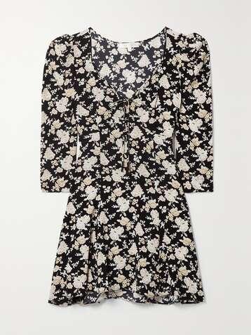 LOVESHACKFANCY Juree floral-print silk-crepe mini dress