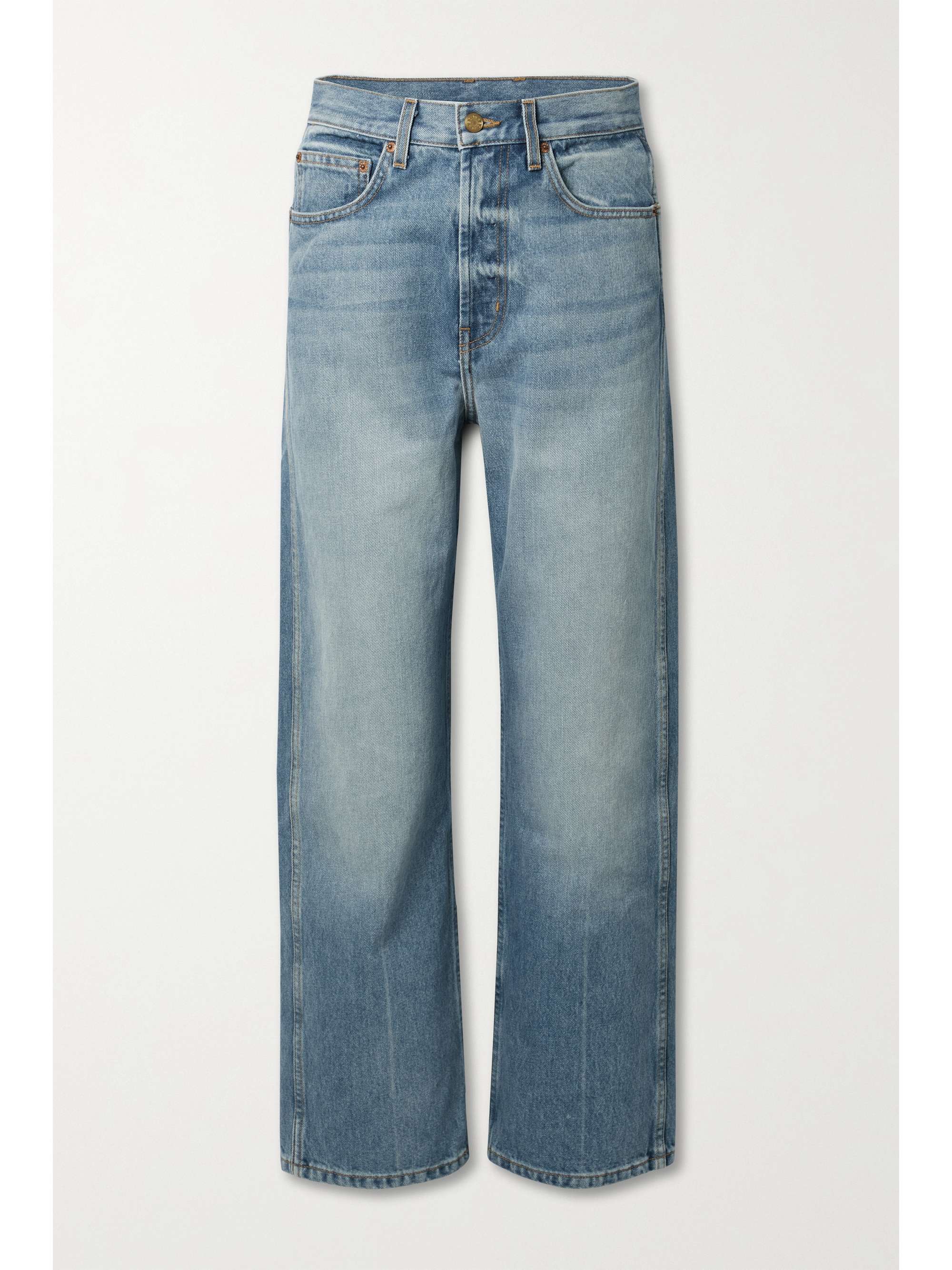 Mid denim Plein high-rise straight-leg 