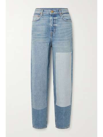 B SIDES Claude patchworked high-rise tapered jeans
