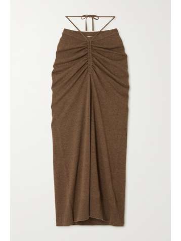 CHRISTOPHER ESBER Cutout ruched wool and cashmere-blend maxi skirt