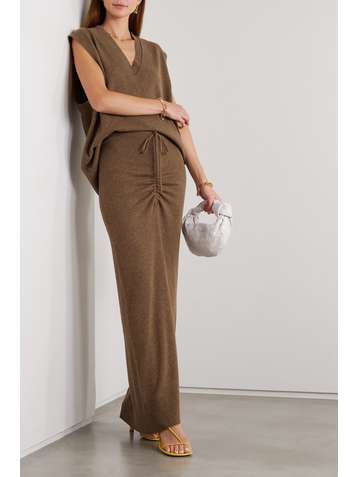 CHRISTOPHER ESBER Cutout ruched wool and cashmere-blend maxi skirt