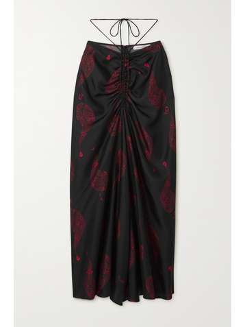 CHRISTOPHER ESBER Ruched paisley-print silk-twill maxi skirt