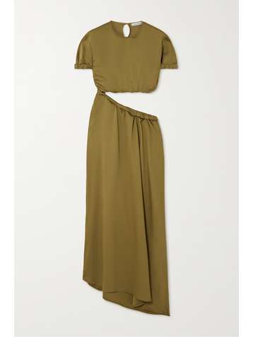 CHRISTOPHER ESBER Maxikleid aus Twill mit Cut-out und Raffungen