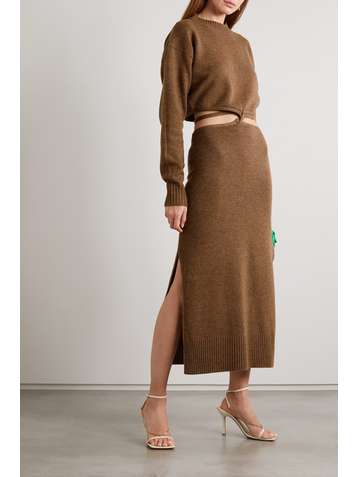 CHRISTOPHER ESBER Maxikleid aus einer Woll-Kaschmirmischung mit Cut-out