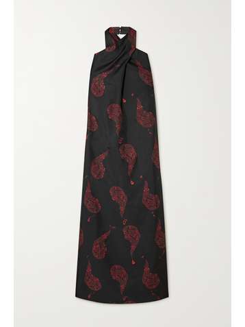 CHRISTOPHER ESBER Neckholder-Maxikleid aus Seide mit Paisley-Print