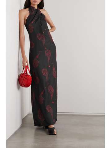 CHRISTOPHER ESBER Neckholder-Maxikleid aus Seide mit Paisley-Print