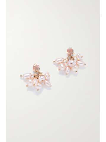 WWAKE Boucles d'oreilles en or recyclé, perles et pierres de soleil Cloudburst