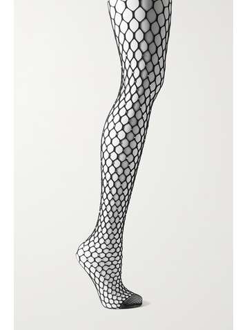 WOLFORD + Amina Muaddi crystal-embellished fishnet tights