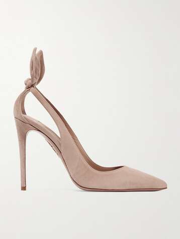 AQUAZZURA Bow Tie 105 Pumps aus Veloursleder mit Knoten