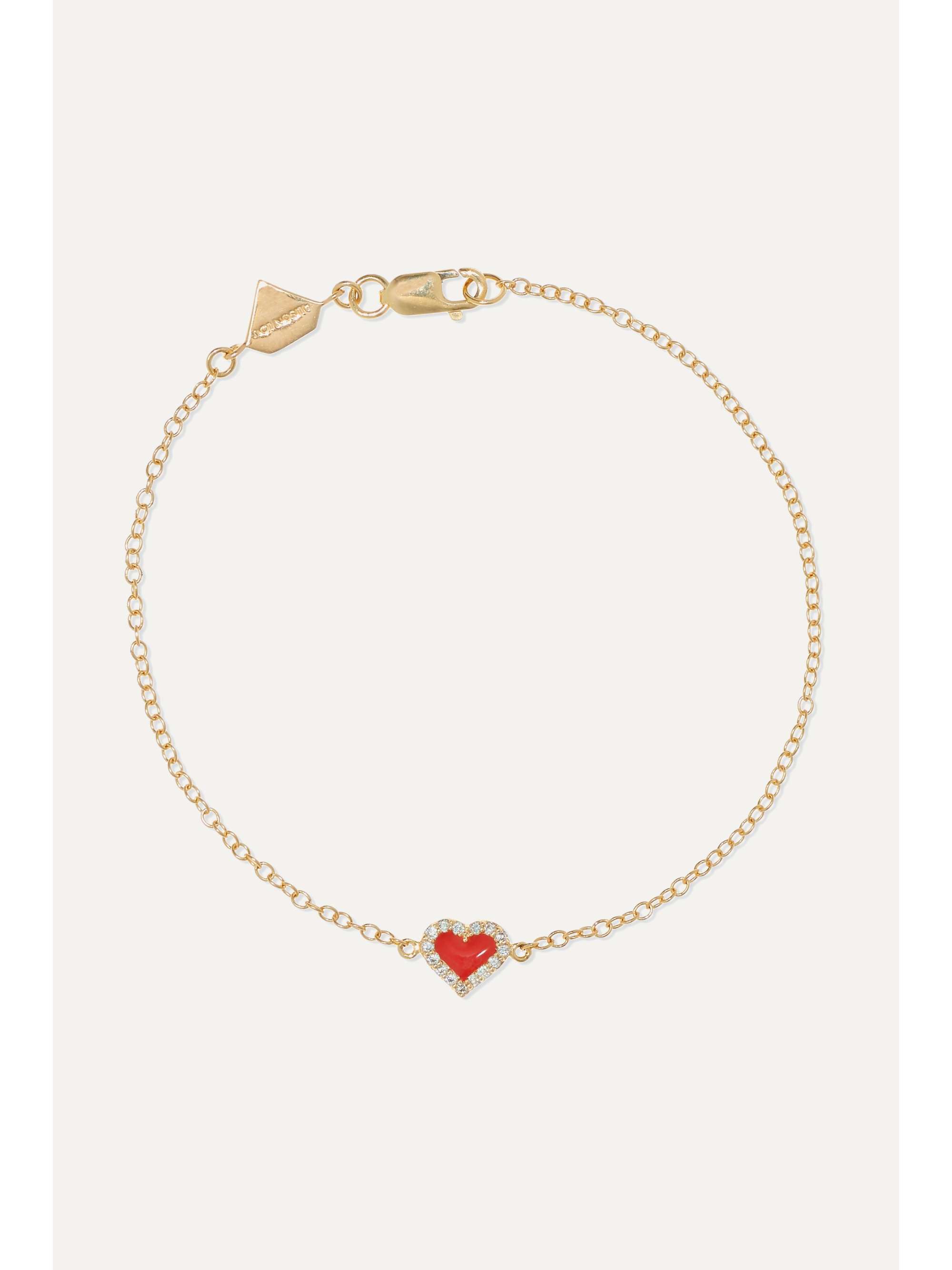 ALISON LOU 14-karat gold, diamond and enamel bracelet