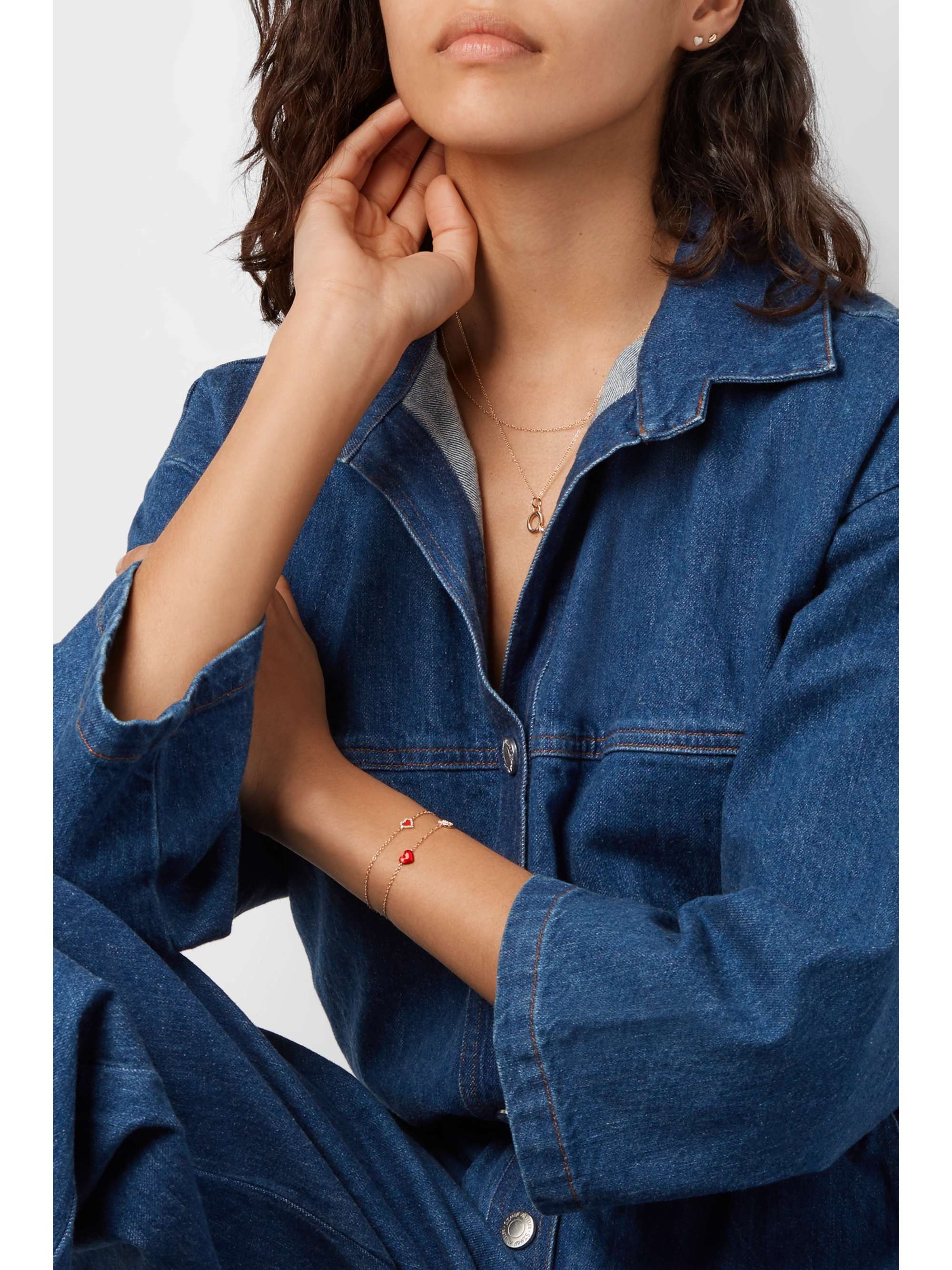 ALISON LOU 14-karat gold, diamond and enamel bracelet