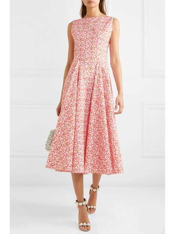 ALAÏA Embroidered cotton-poplin midi dress