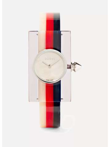 GUCCI Plexiglas silver-tone watch