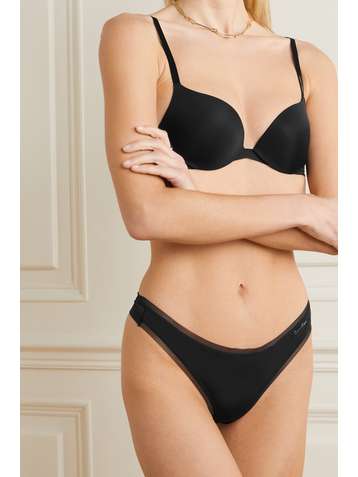 CALVIN KLEIN Sculpted stretch-jersey and mesh thong