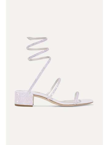 RENÉ CAOVILLA Cleo crystal-embellished satin and leather sandals