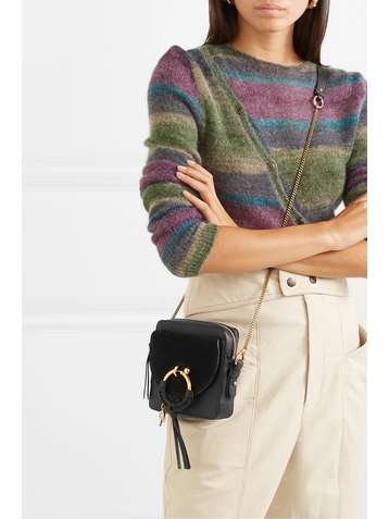 SEE BY CHLOÉ Square textured-leather and suede shoulder bag