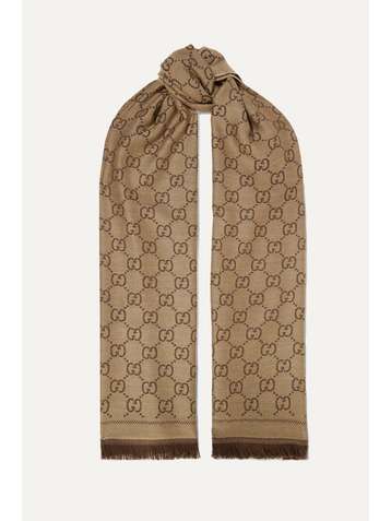 GUCCI + NET SUSTAIN Sten reversible intarsia organic wool scarf