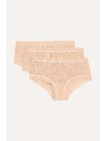 HANKY PANKY + NET SUSTAIN Signature set of three stretch-lace boy shorts