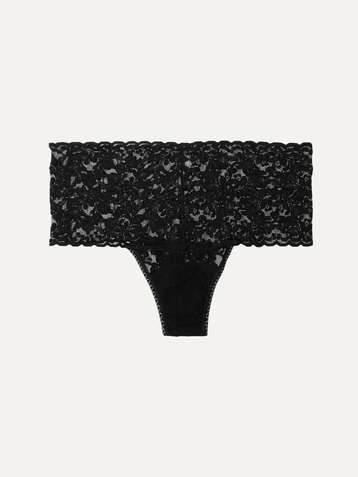 HANKY PANKY + NET SUSTAIN Retro hoch sitzender String aus Stretch-Spitze