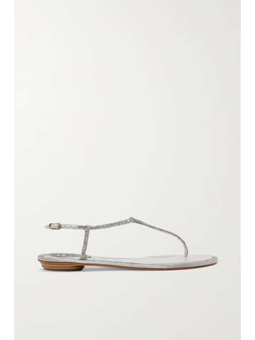 RENÉ CAOVILLA Diana crystal-embellished metallic leather sandals