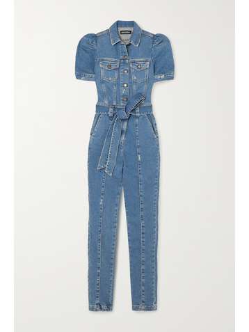 RETROFÊTE Combi-pantalon en jean effet vieilli à ceinture Tori