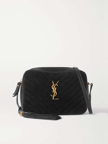 SAINT LAURENT Lou quilted suede and leather shoulder bag