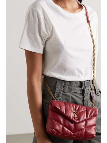SAINT LAURENT Loulou Puffer Toy Schultertasche aus gestepptem Leder