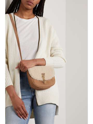 SAINT LAURENT Kate mini suede and shearling shoulder bag