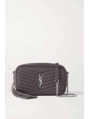 SAINT LAURENT Lou mini quilted textured-leather shoulder bag