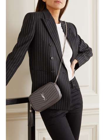 SAINT LAURENT Lou mini quilted textured-leather shoulder bag