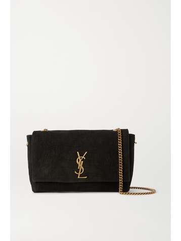 SAINT LAURENT Kate medium croc-effect suede shoulder bag