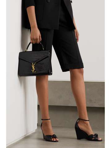 SAINT LAURENT Cassandra medium croc-effect leather tote