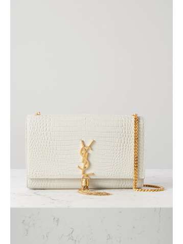 SAINT LAURENT Sac porté épaule en cuir glacé effet croco Kate