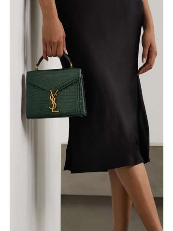 SAINT LAURENT Cassandra mini croc-effect leather tote