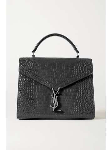 SAINT LAURENT Cassandra medium croc-effect leather tote