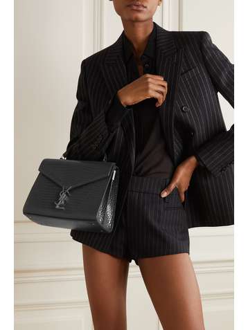 SAINT LAURENT Cassandra medium croc-effect leather tote