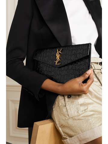 SAINT LAURENT Pochette en cuir effet croco Uptown