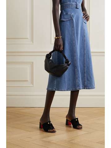 CHRISTIAN LOUBOUTIN Stanislove 55 suede and lizard-effect leather mules