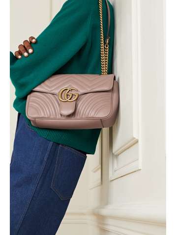 GUCCI GG Marmont kleine Schultertasche aus gestepptem Leder