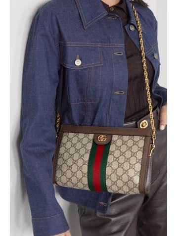 GUCCI Sac porté épaule en toile enduite imprimée et en cuir texturé Ophidia