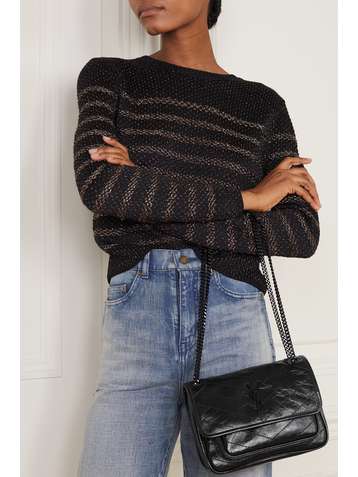 SAINT LAURENT Niki Baby mini crinkled glossed-leather shoulder bag