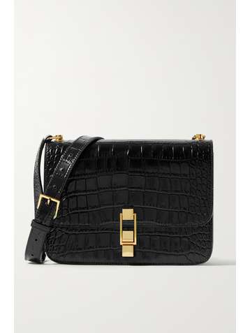 SAINT LAURENT Carre medium croc-effect leather shoulder bag